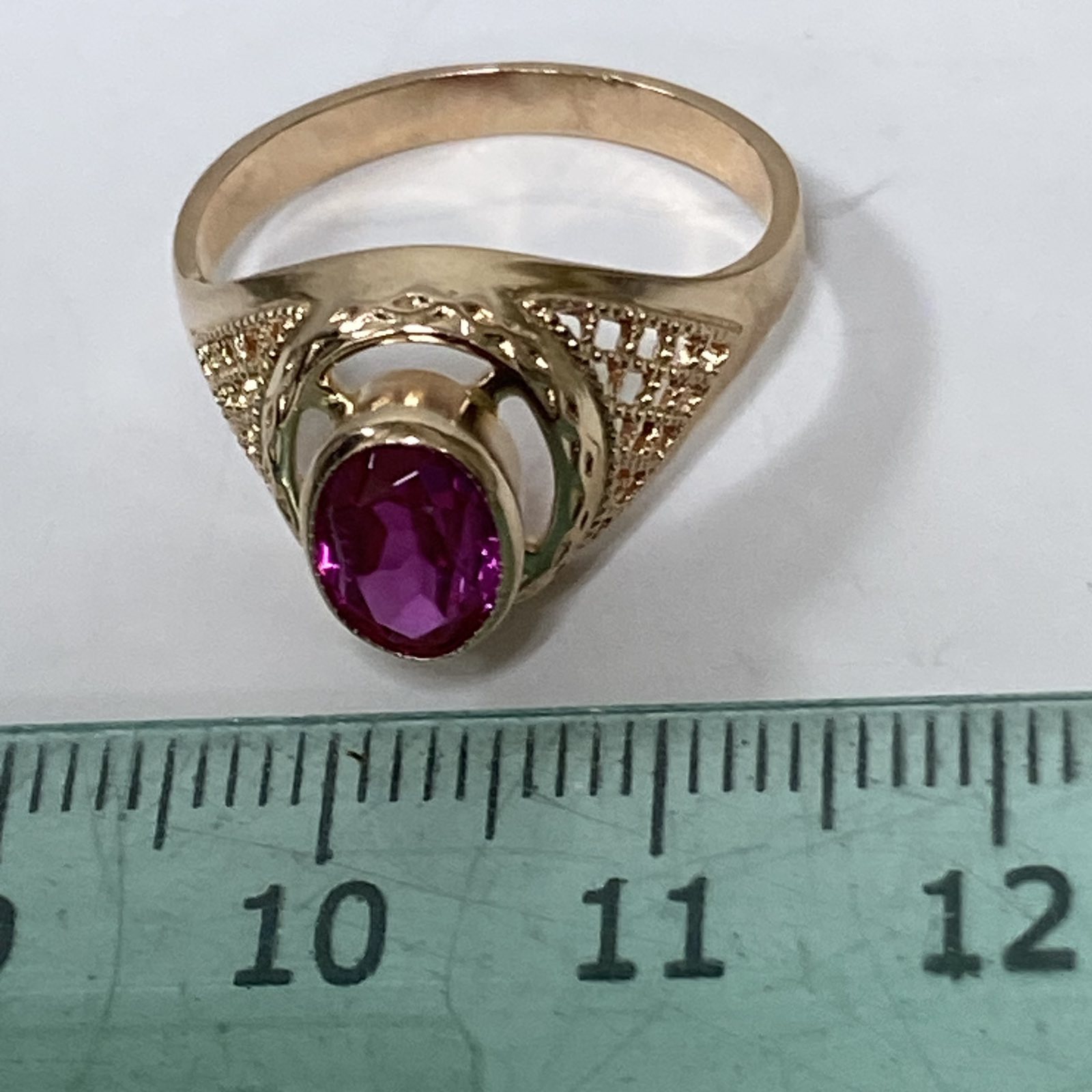 Кольцо из красного золота с корундом (30924119)  7