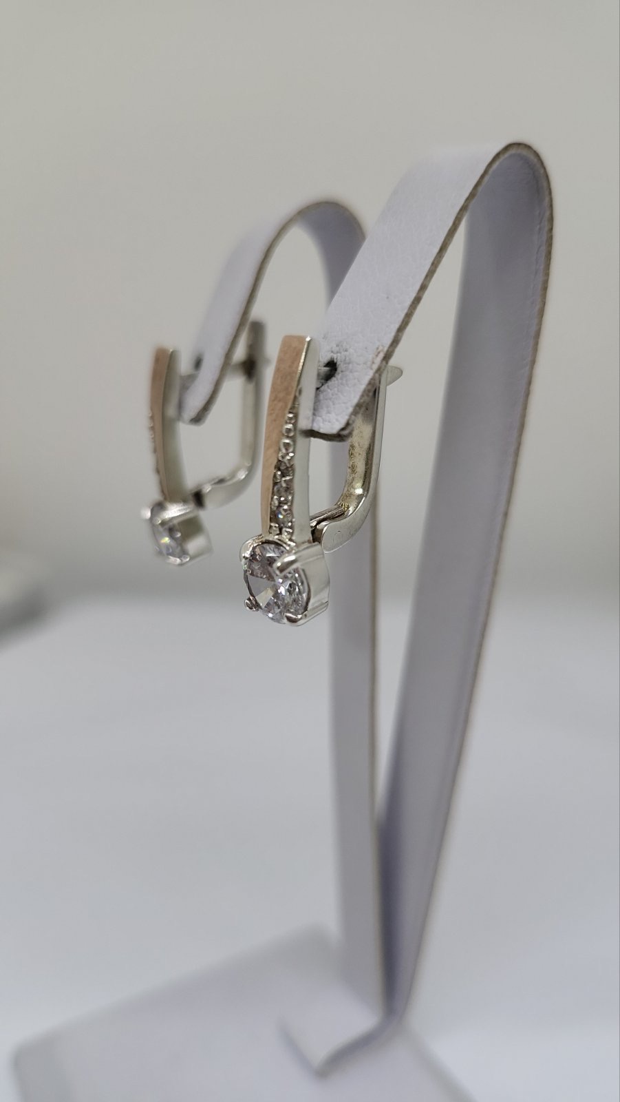 Срібні сережки з цирконієм і позолотою (33620412) 2