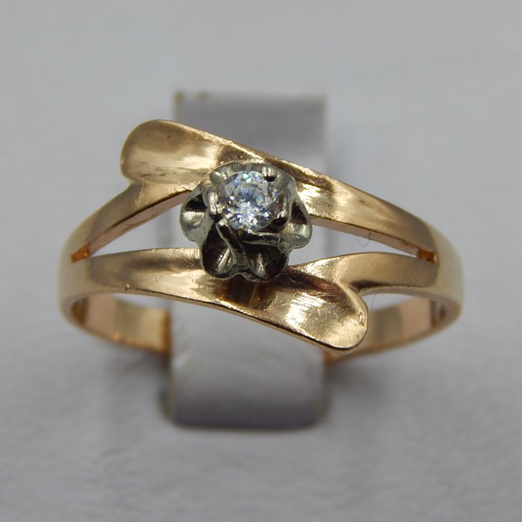 Кольцо из красного и белого золота с цирконием (33763224) 0