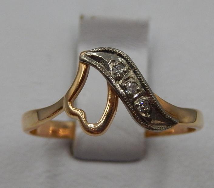 Кольцо из красного и белого золота с бриллиантом (-ми) (32199777) 0