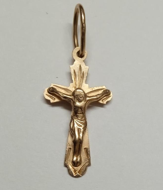 Підвіс-хрест з жовтого золота (32347353) 0