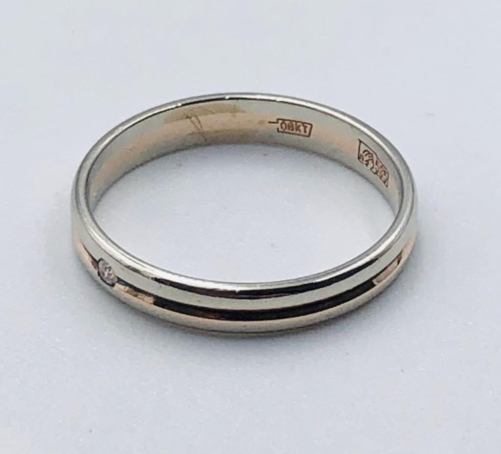 Обручальное кольцо из красного и белого золота с бриллиантом (-ми) (33064164) 1