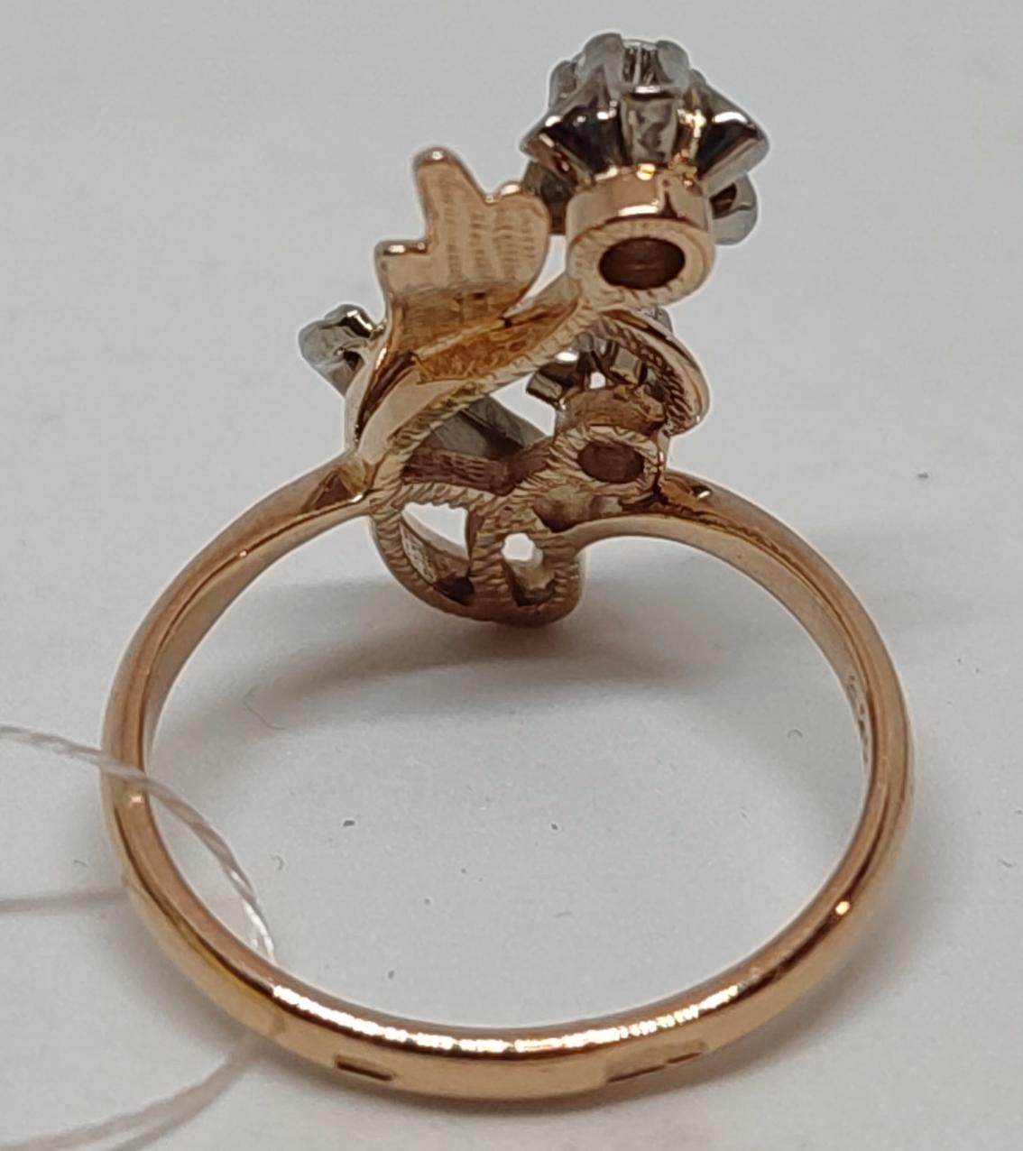 Кольцо из красного и белого золота с бриллиантом (-ми) (28978413) 2