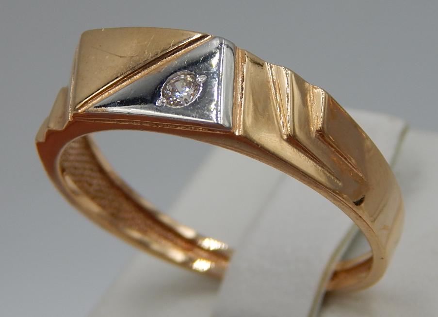 Кольцо из красного и белого золота с цирконием (28569335) 3