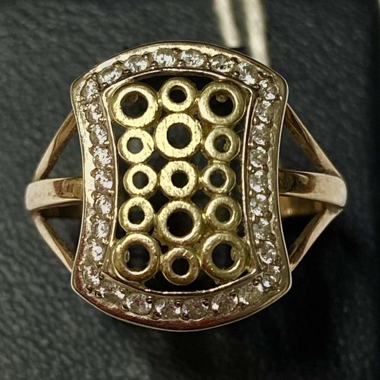 Кольцо из красного, желтого и белого золота с цирконием (32872531) 0