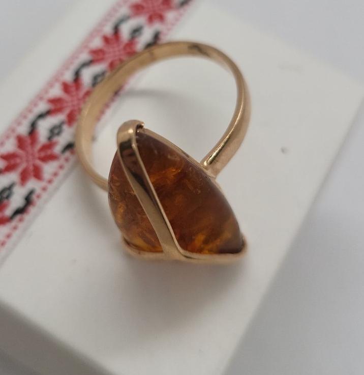 Кольцо из красного золота с янтарем (31617843) 2