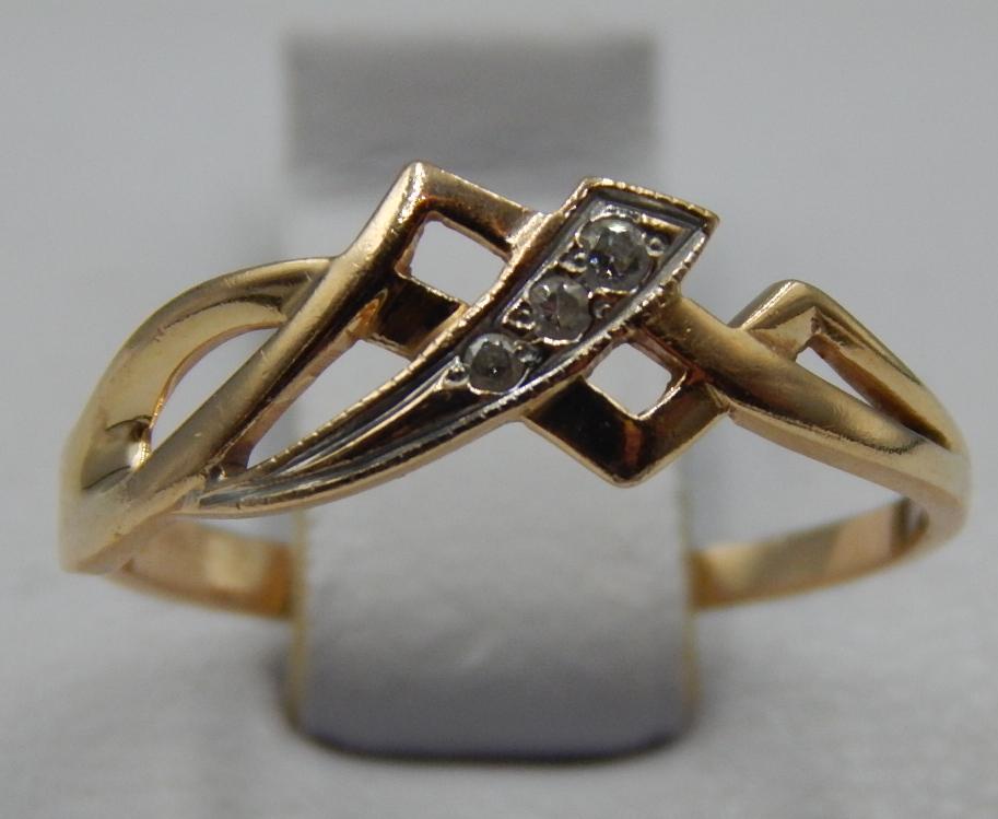Кольцо из желтого и белого золота с цирконием (32430145)  0