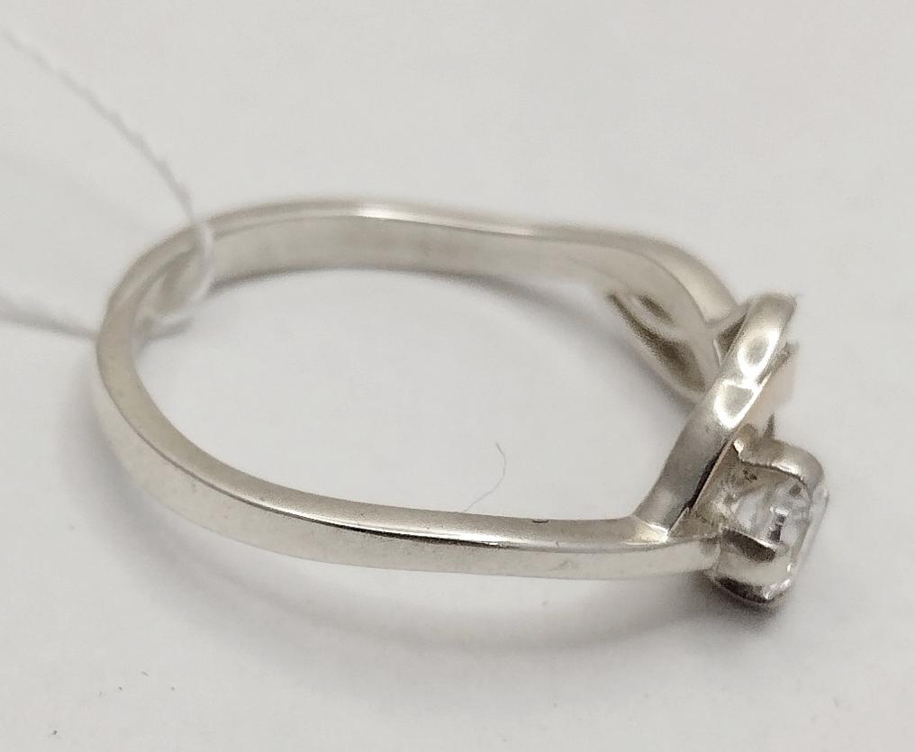Серебряное кольцо с золотой вставкой и цирконием (33735488) 1
