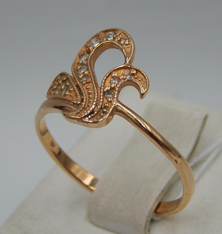 Кольцо из красного золота с цирконием (32430293) 1
