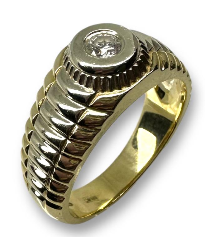 Кольцо из желтого и белого золота с бриллиантом (-ми) (30389778) 0