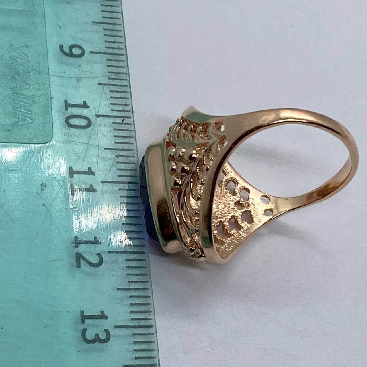 Кольцо из красного золота с корундом (30450543) 7