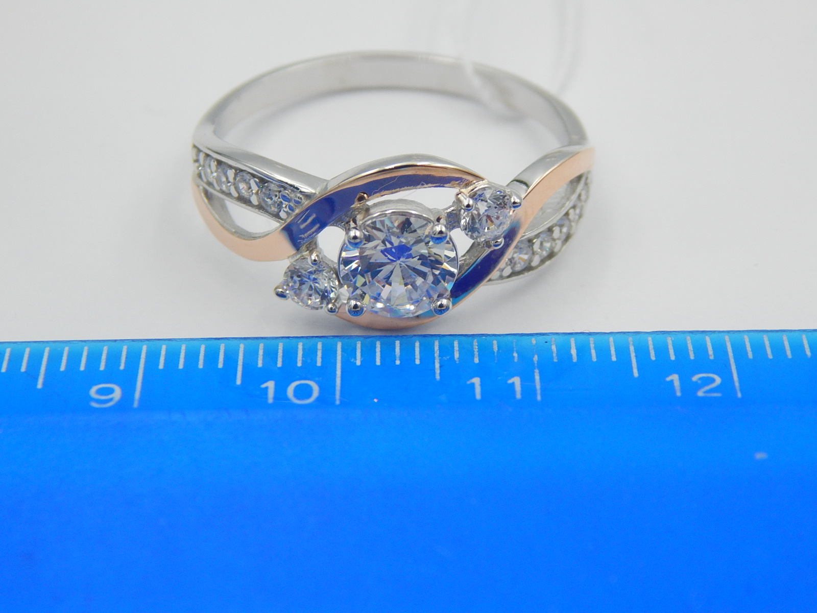 Серебряное кольцо с позолотой и цирконием (28353411) 4