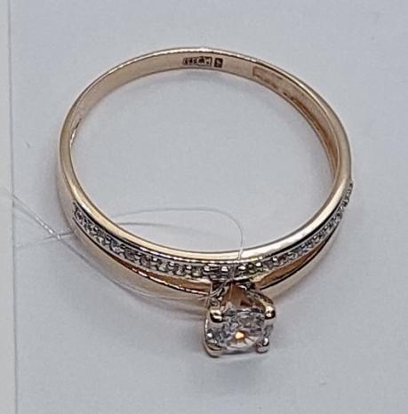 Кольцо из красного и белого золота с цирконием (31872611) 2
