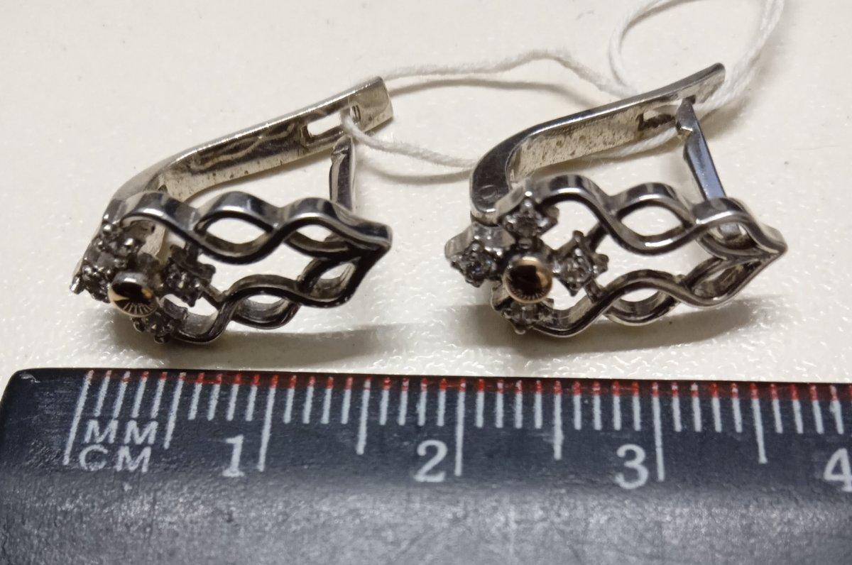 Срібні сережки з позолотою та цирконієм (30261751) 2
