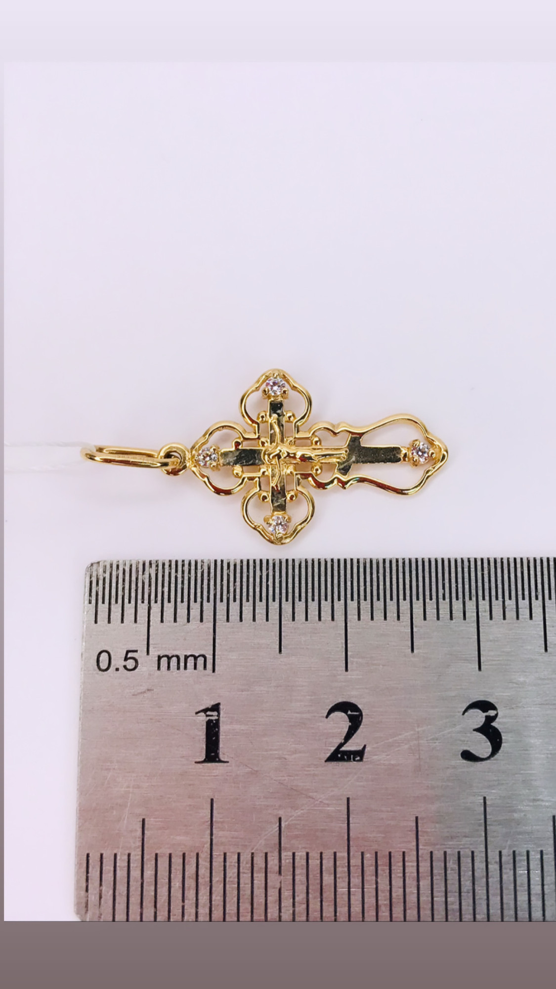 Підвіс-хрест з червоного золота з цирконієм (31477510) 2