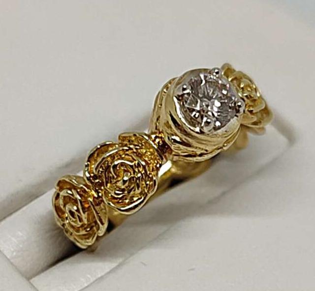 Кольцо из желтого золота с бриллиантом (-ми) (31529857) 1