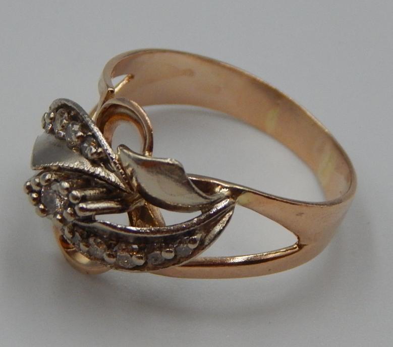 Кольцо из красного и белого золота с бриллиантом (-ми) (32203058) 4