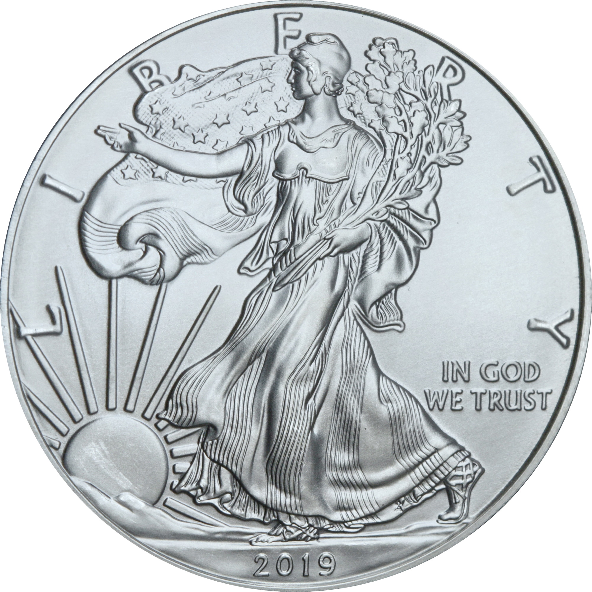 Серебряная монета 1oz Американский Орел 1 доллар 2019 США (33272240) 0