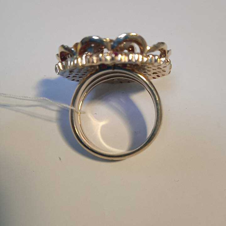 Кольцо из красного и белого золота с сапфиром и бриллиантом (-ми) (27417595) 1