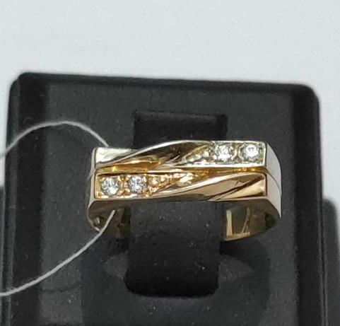 Перстень из красного и белого золота с цирконием (32289785)  0