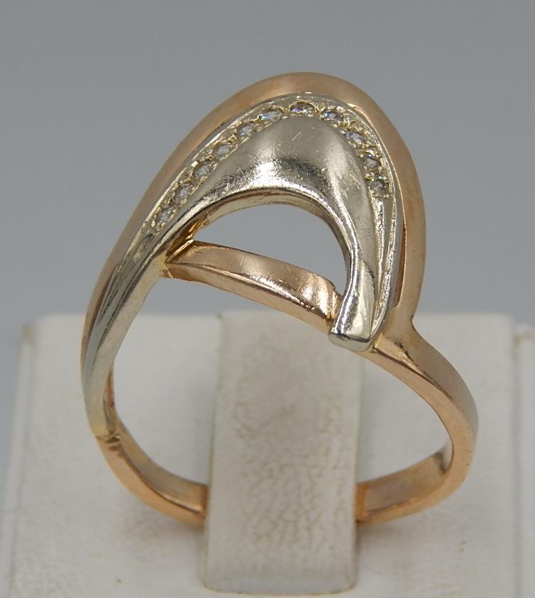 Кольцо из красного и белого золота с цирконием (32440949)  0