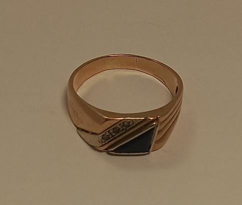 Перстень из красного и белого золота с эмалью и цирконием (32909457)  1