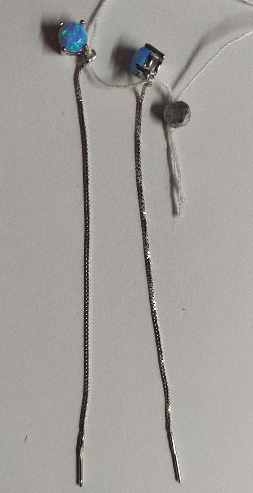 Серебряные серьги с цирконием (29096664) 1
