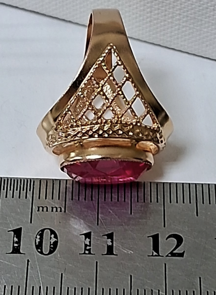 Кольцо из красного золота с корундом (33879670) 5