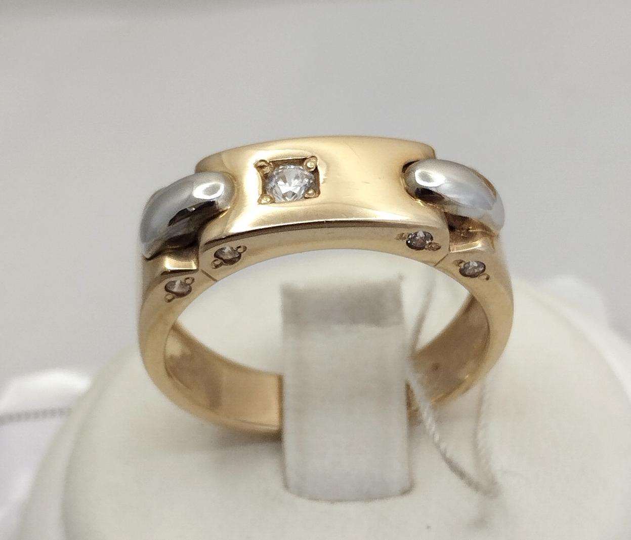 Перстень із червоного та білого золота з цирконієм (32293912) 0