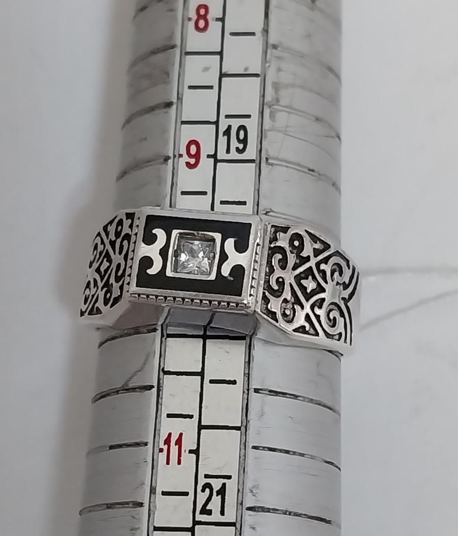 Срібний перстень з емаллю та цирконієм (33025397) 2
