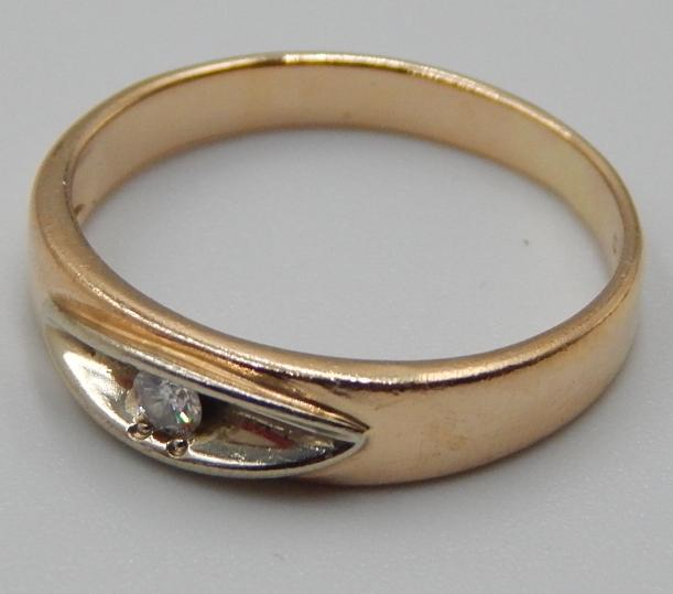 Кольцо из красного и белого золота с бриллиантом (-ми) (31645647) 2