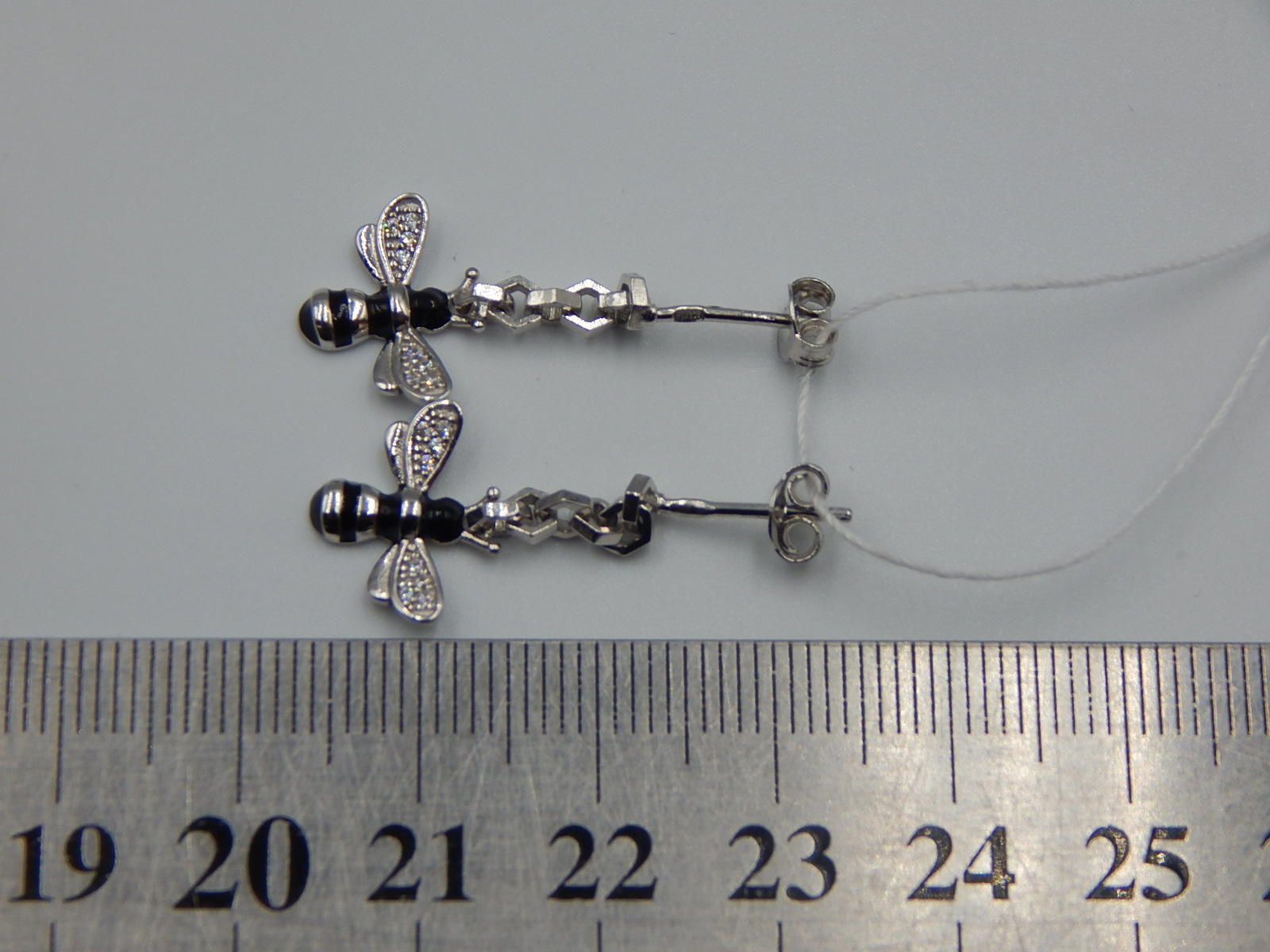 Срібні сережки з емаллю та цирконієм (33015780) 2