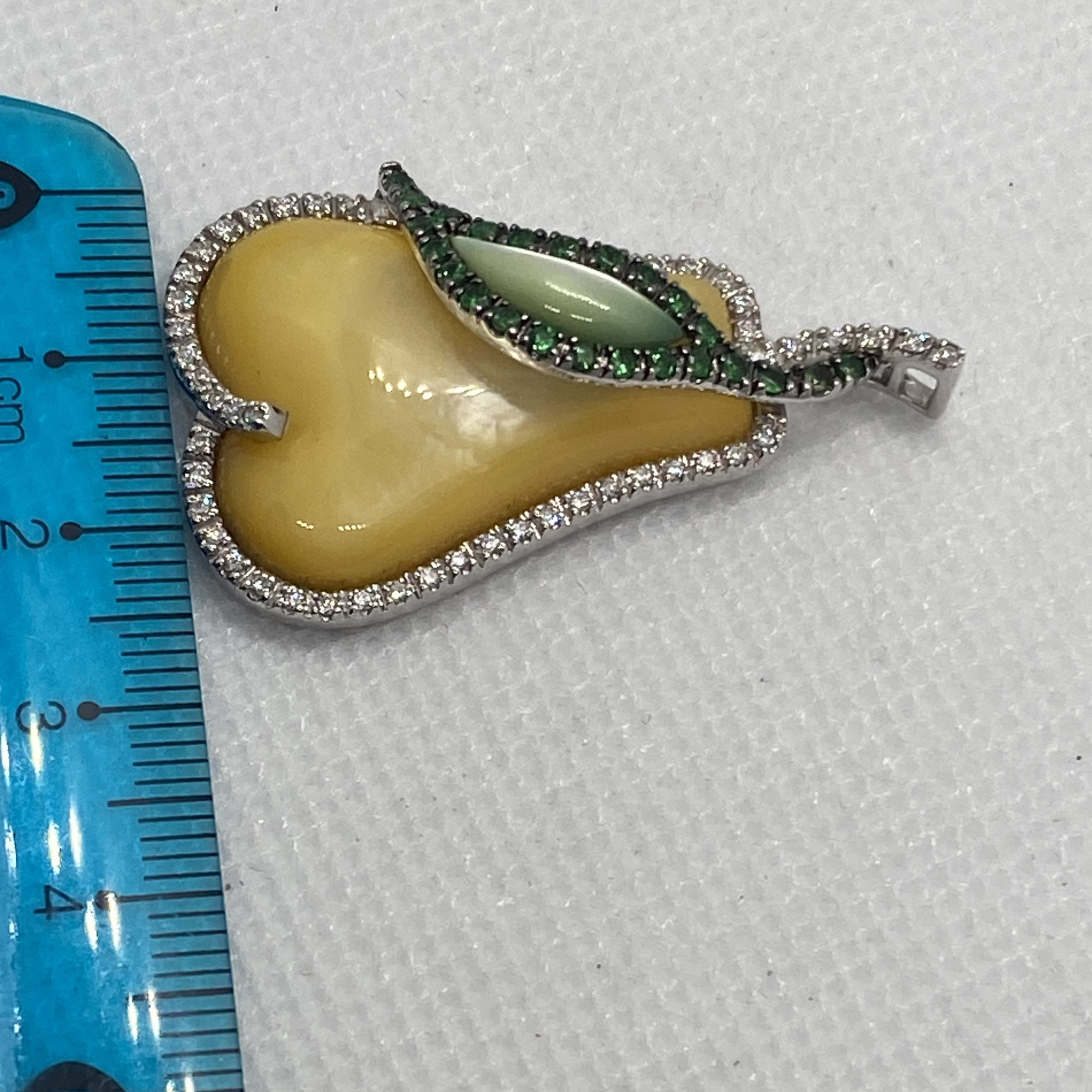 Кулон из белого золота с перламутром, цаворитом и бриллиантом (-ми) (30819323) 9