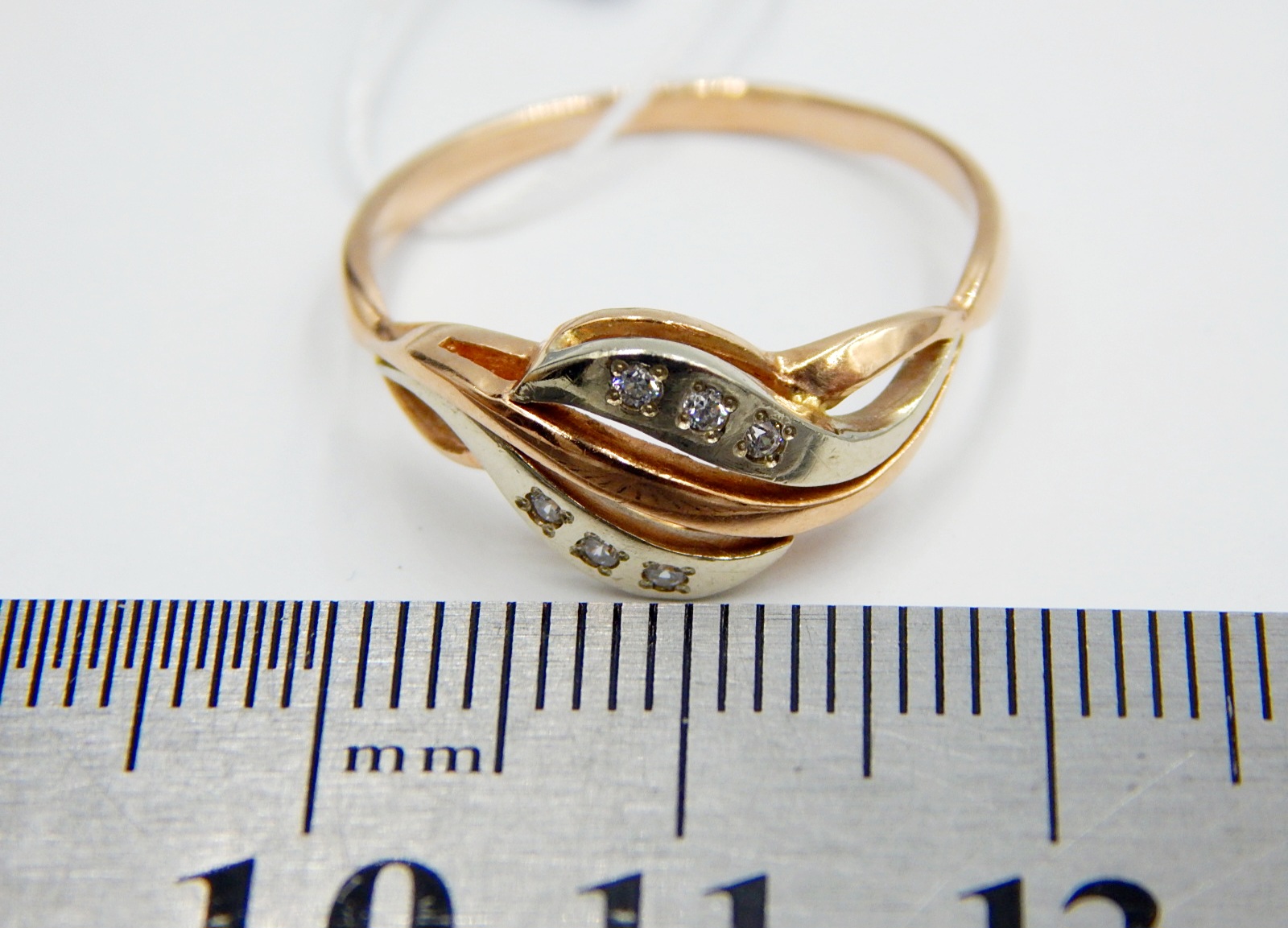 Кольцо из красного и желтого золота с цирконием (33660804) 5