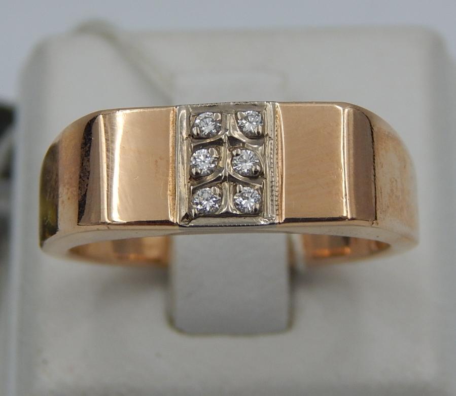 Перстень из красного и белого золота с бриллиантом (-ми) (31200454) 0