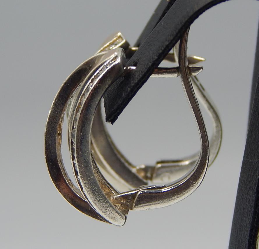 Серебряные серьги с золотой вставкой и цирконием (33016631) 2