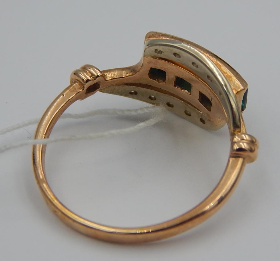 Кольцо из красного и белого золота с изумрудом и бриллиантом (-ми) (28660341) 5