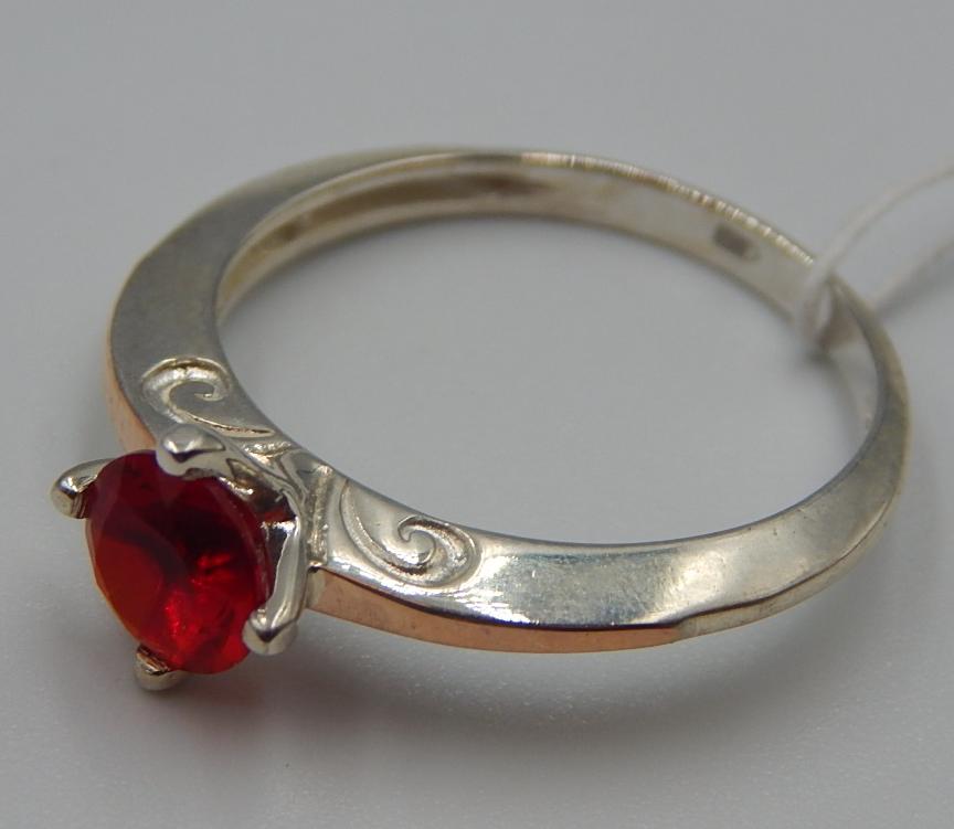 Серебряное кольцо с позолотой и цирконием (31647421) 2