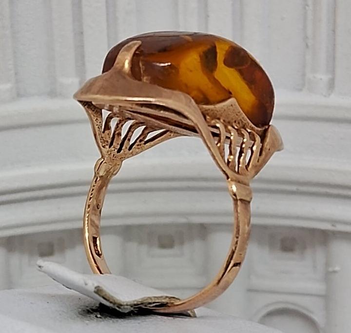 Кольцо из красного золота с янтарем (33673657)  3