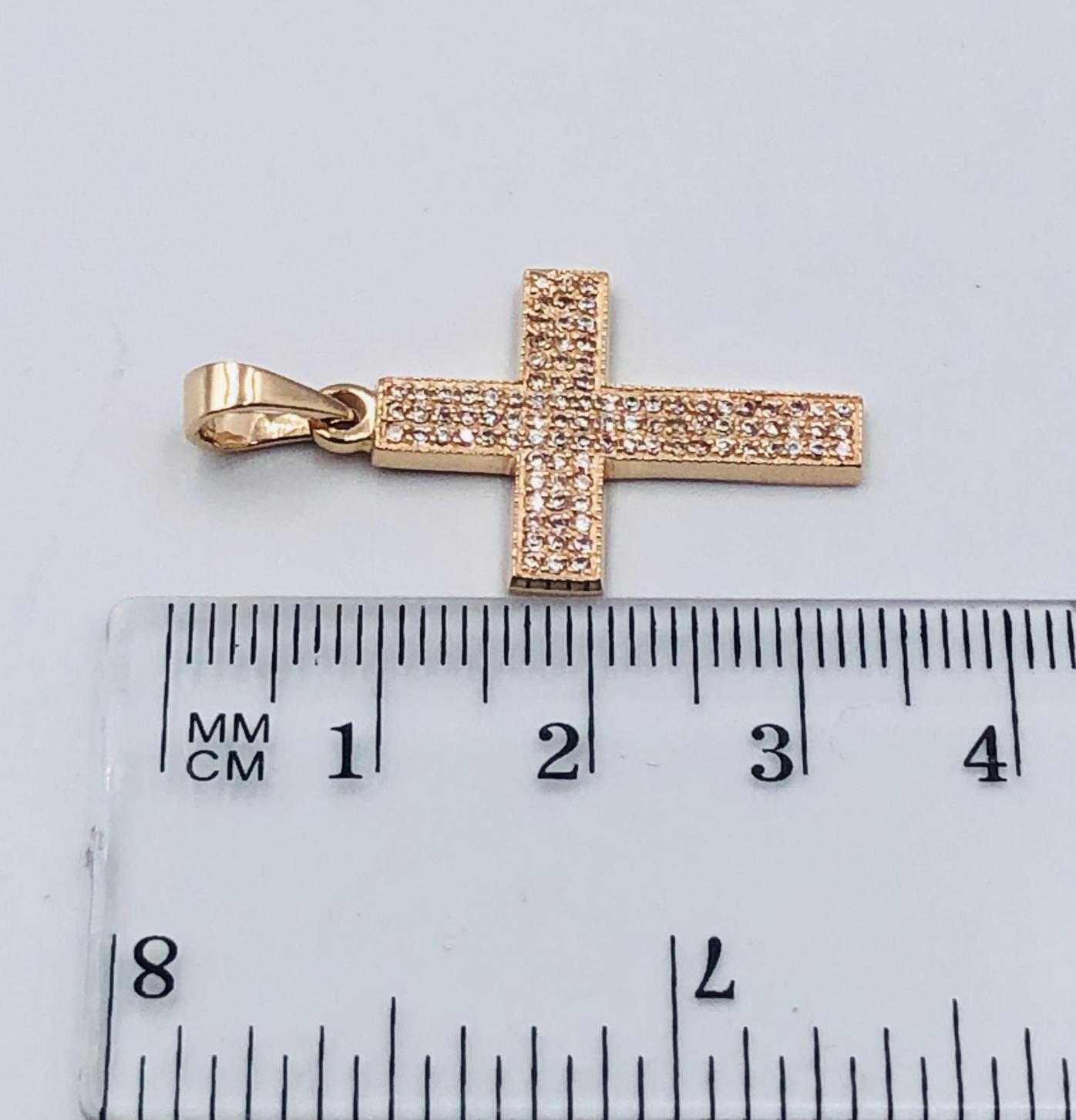 Підвіс-хрест з червоного золота з цирконієм (33895740) 1