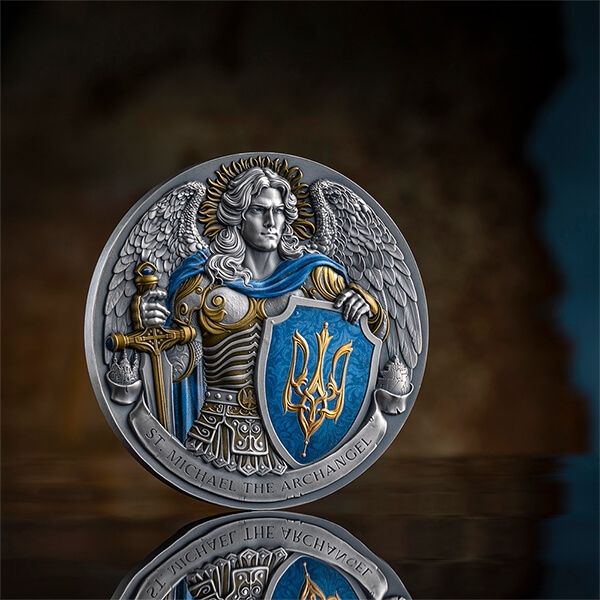 Срібна монета 5oz Святий Михаїл Покровитель Києва 10 доларів Ніуе 2024 (33199044) 12
