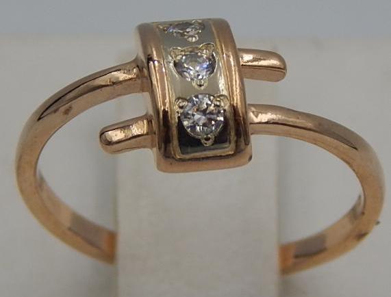 Кольцо из красного и белого золота с цирконием (28555984) 0