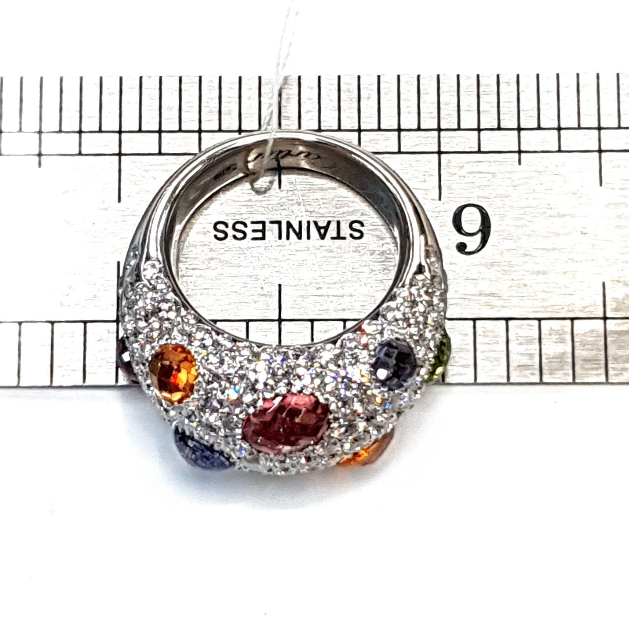 Кольцо из белого золота с цитрином, аметистом, турмалином, кварцем и бриллиантом (-ми) (31318978) 1