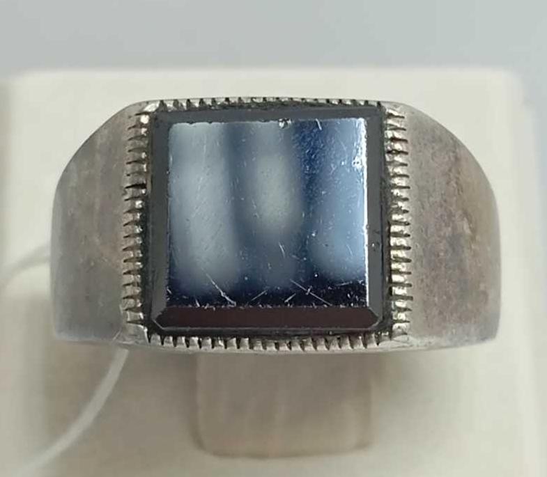Срібний перстень з оніксом (33084003) 0