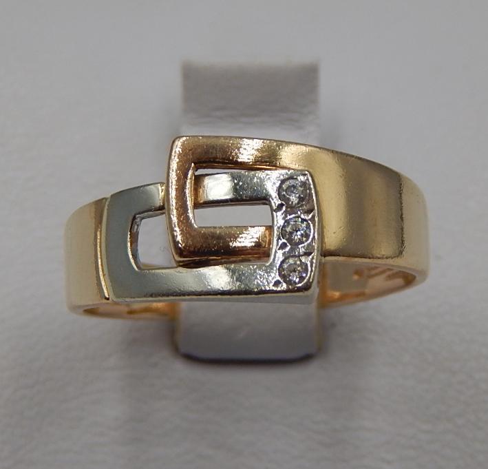 Кольцо из красного и белого золота с цирконием (32272364) 0