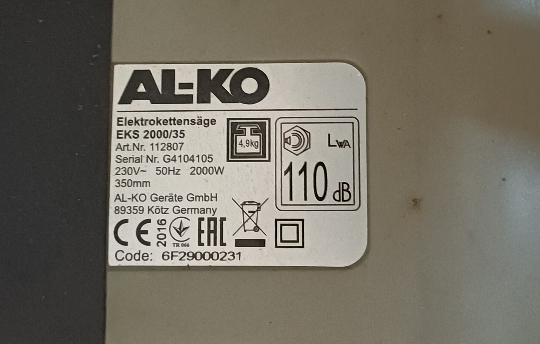Электропила AL-KO EKS 2000/35 1