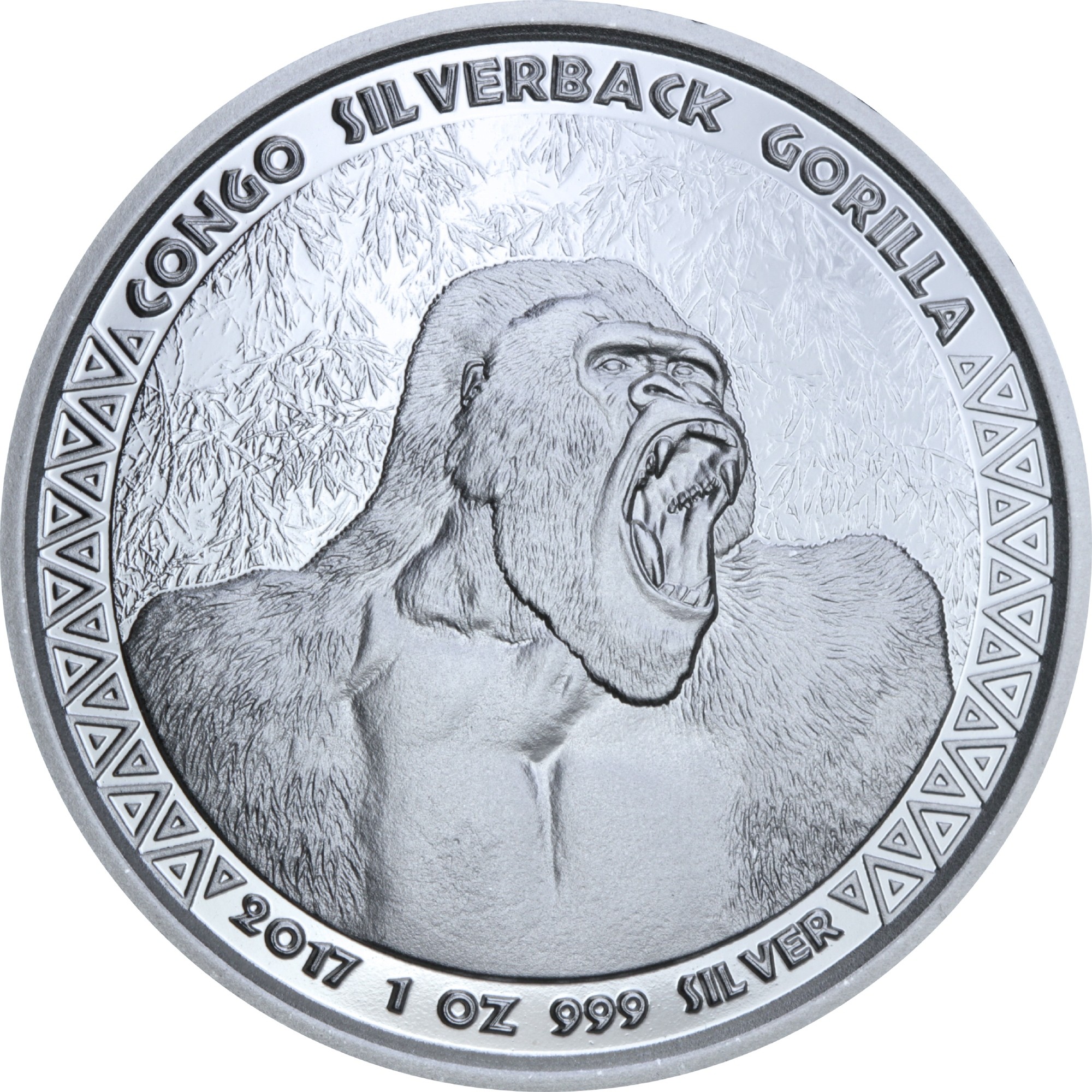 Серебряная монета 1oz Сильвербэк Горилла 5000 франков КФА 2017 Конго (29127401) 5