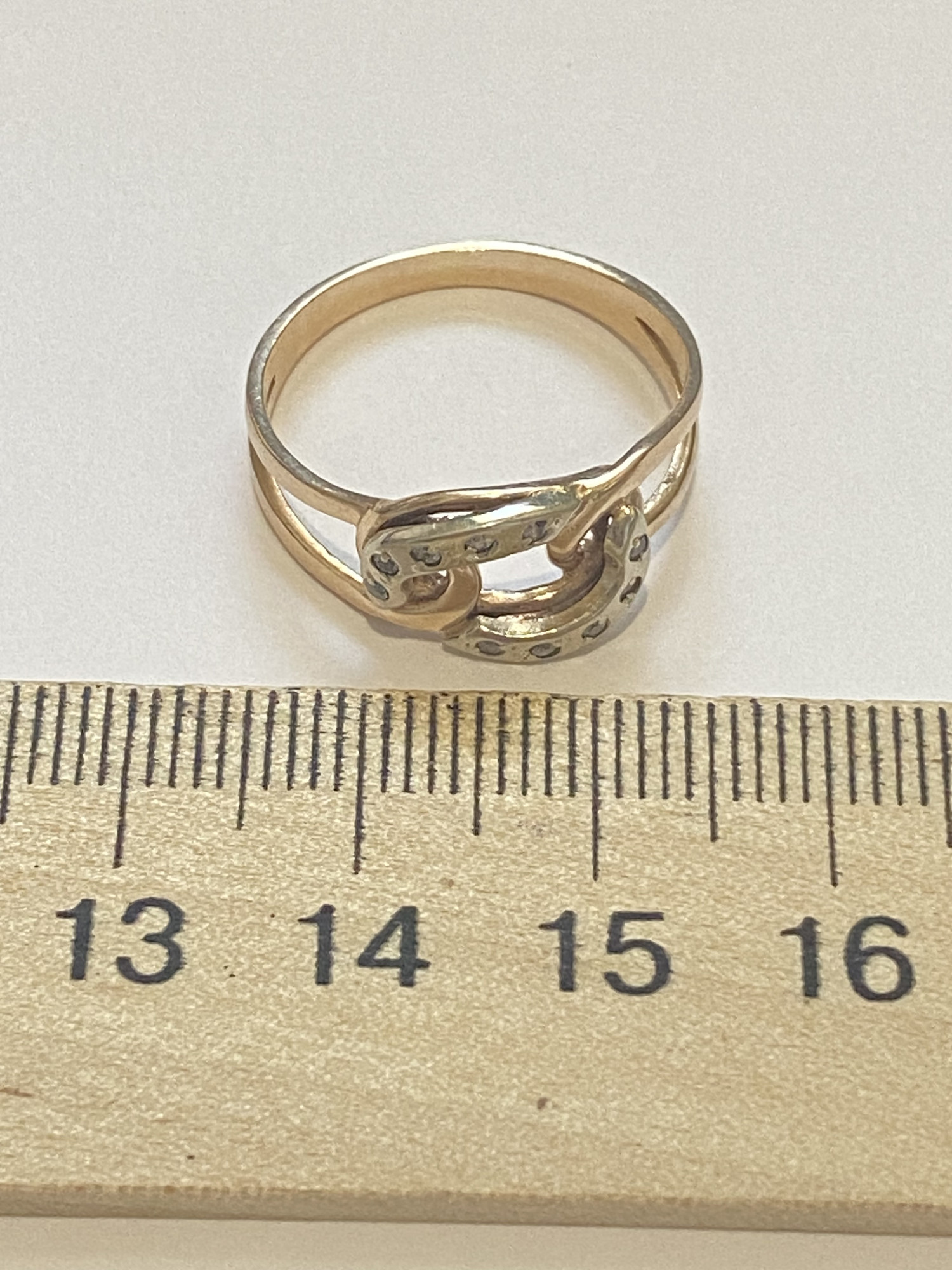 Кольцо из красного и белого золота с цирконием (33173132) 5