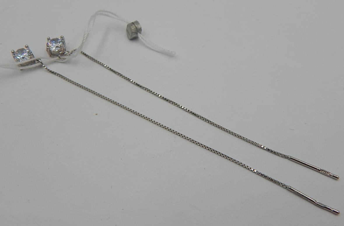 Серебряные серьги с цирконием (30500491) 0