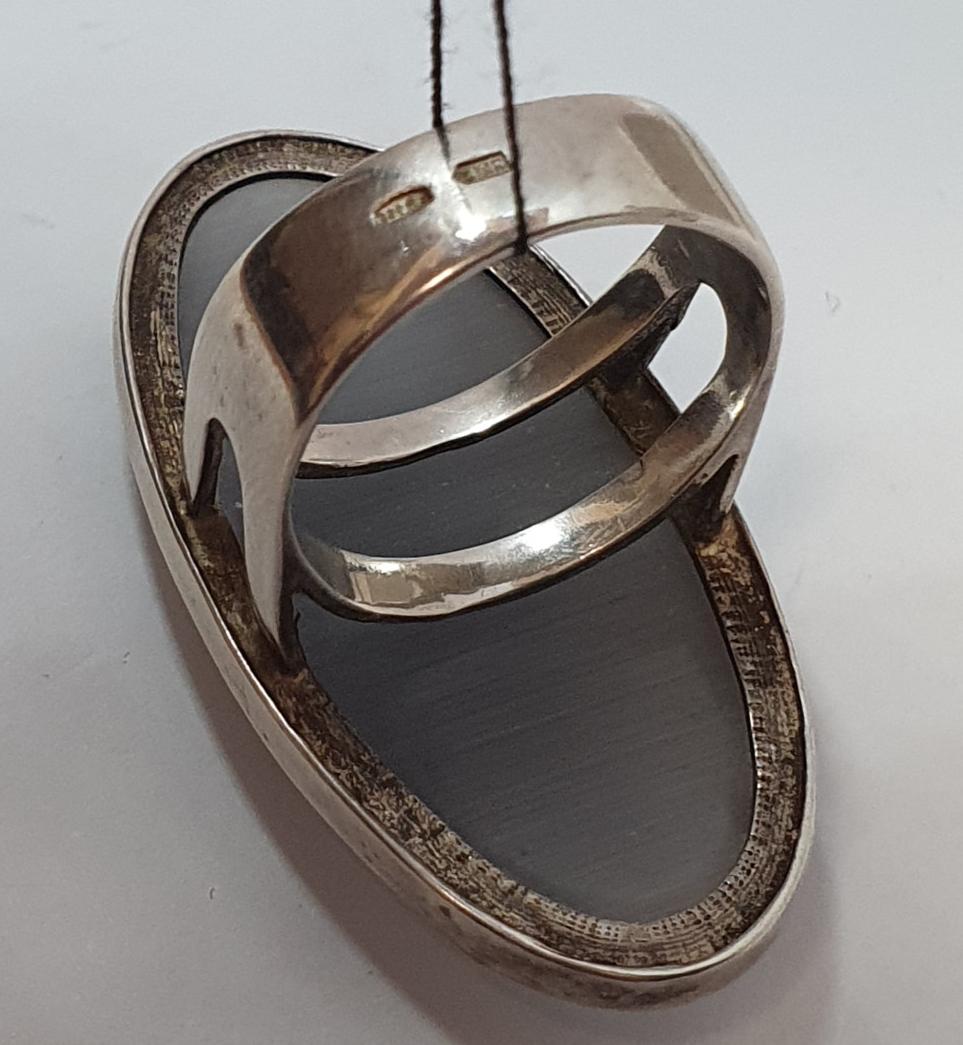 Серебряное кольцо с кошачьим глазом (33302859) 4